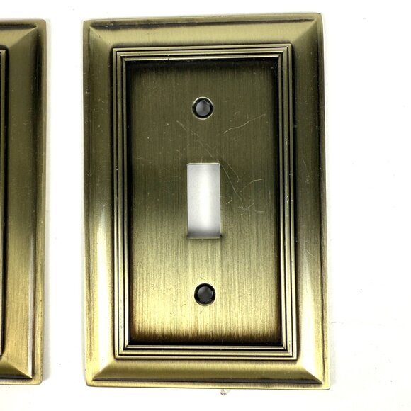 Outlet Box Cover Plate State Star Corp UL Antique Brushed Brass Finish Set of 2 - Picture 3 of 7